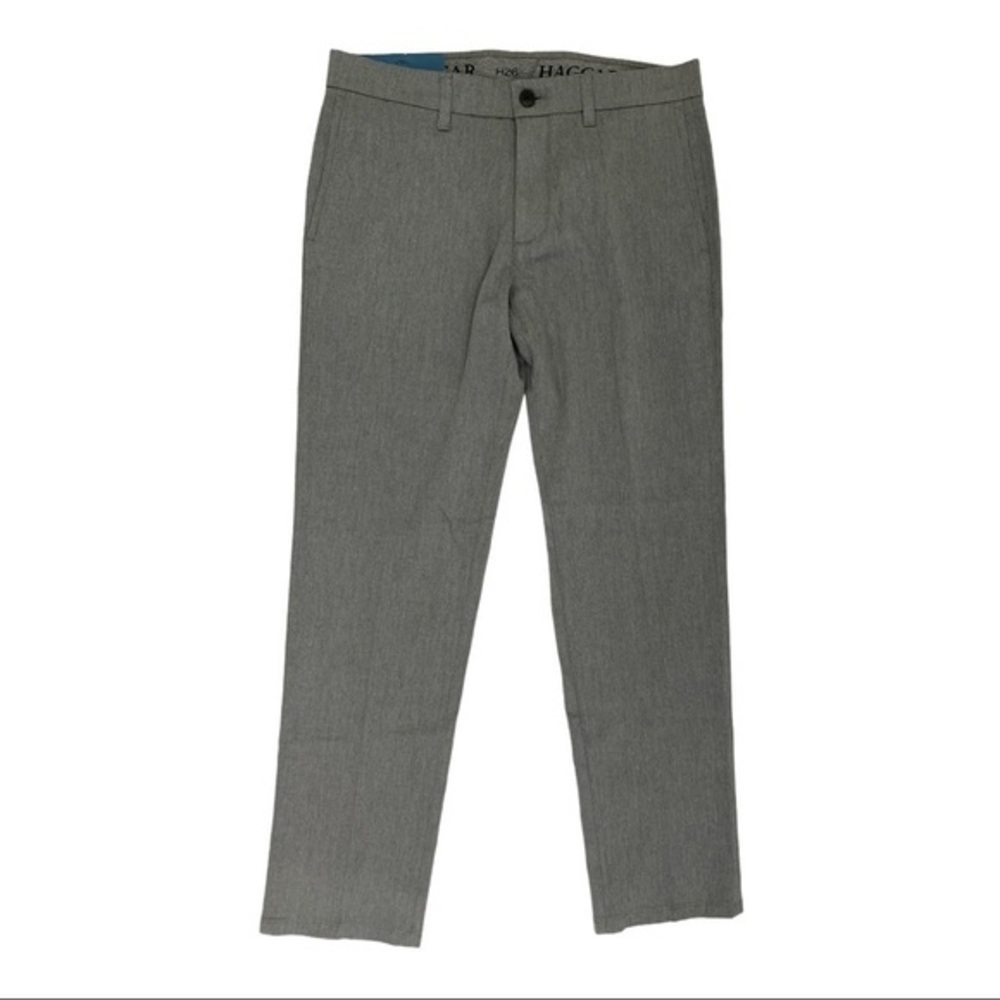 Hagger Heather Grey No Iron Dress Khaki Slim Fit